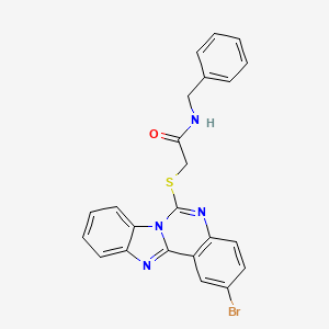 molecular formula C23H17BrN4OS B2542454 N-benzyl-2-(2-bromobenzimidazolo[1,2-c]quinazolin-6-yl)sulfanylacetamide CAS No. 422290-04-8