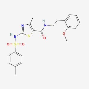 molecular formula C21H23N3O4S2 B2542457 N-(2-甲氧基苯乙基)-4-甲基-2-(4-甲苯磺酰胺)噻唑-5-甲酰胺 CAS No. 941879-41-0