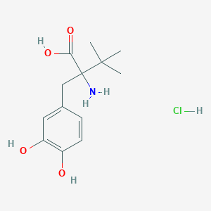 molecular formula C13H20ClNO4 B2542461 2-Amino-2-(3,4-dihydroxybenzyl)-3,3-dimethylbutanoic acid hydrochloride CAS No. 2034314-21-9