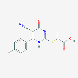 2-[[5-cyano-6-(4-methylphenyl)-4-oxo-1H-pyrimidin-2-yl]sulfanyl]propanoic acid