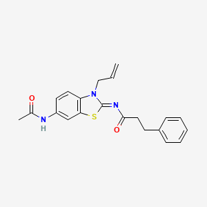 molecular formula C21H21N3O2S B2542471 (Z)-N-(6-acetamido-3-allylbenzo[d]thiazol-2(3H)-ylidene)-3-phenylpropanamide CAS No. 865180-61-6