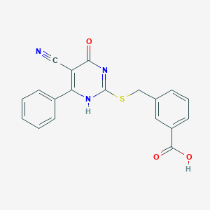 molecular formula C19H13N3O3S B254248 3-[(5-cyano-4-oxo-6-phenyl-1H-pyrimidin-2-yl)sulfanylmethyl]benzoic acid 
