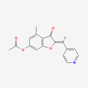 molecular formula C17H13NO4 B2542480 (Z)-4-methyl-3-oxo-2-(pyridin-4-ylmethylene)-2,3-dihydrobenzofuran-6-yl acetate CAS No. 903856-08-6