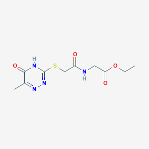 molecular formula C10H14N4O4S B2542484 ethyl 2-[[2-[(6-methyl-5-oxo-2H-1,2,4-triazin-3-yl)sulfanyl]acetyl]amino]acetate CAS No. 460726-65-2