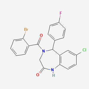 molecular formula C22H15BrClFN2O2 B2542491 4-(2-bromobenzoyl)-7-chloro-5-(4-fluorophenyl)-4,5-dihydro-1H-benzo[e][1,4]diazepin-2(3H)-one CAS No. 533878-70-5