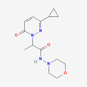 molecular formula C14H20N4O3 B2542493 2-(3-cyclopropyl-6-oxopyridazin-1(6H)-yl)-N-morpholinopropanamide CAS No. 2034426-03-2