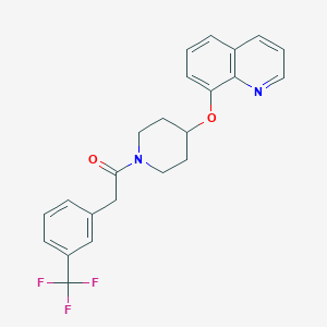 molecular formula C23H21F3N2O2 B2542517 1-(4-(Quinolin-8-yloxy)piperidin-1-yl)-2-(3-(trifluoromethyl)phenyl)ethanone CAS No. 1903548-60-6