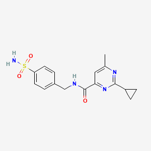 molecular formula C16H18N4O3S B2542521 2-Cyclopropyl-6-methyl-N-[(4-sulfamoylphenyl)methyl]pyrimidine-4-carboxamide CAS No. 2415513-32-3