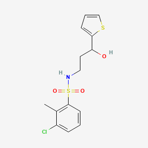 molecular formula C14H16ClNO3S2 B2542536 3-chloro-N-(3-hydroxy-3-(thiophen-2-yl)propyl)-2-methylbenzenesulfonamide CAS No. 1421517-13-6