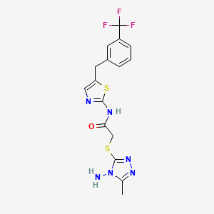 2-((4-amino-5-methyl-4H-1,2,4-triazol-3-yl)thio)-N-(5-(3-(trifluoromethyl)benzyl)thiazol-2-yl)acetamide