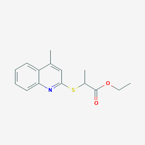 molecular formula C15H17NO2S B254255 Ethyl 2-[(4-methyl-2-quinolinyl)sulfanyl]propanoate 
