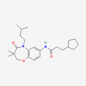 molecular formula C24H36N2O3 B2542559 3-环戊基-N-(5-异戊基-3,3-二甲基-4-氧代-2,3,4,5-四氢苯并[b][1,4]恶杂环庚-7-基)丙酰胺 CAS No. 921777-61-9