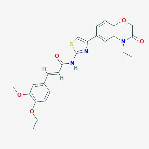 molecular formula C26H27N3O5S B254256 3-(4-ethoxy-3-methoxyphenyl)-N-[4-(3-oxo-4-propyl-3,4-dihydro-2H-1,4-benzoxazin-6-yl)-1,3-thiazol-2-yl]acrylamide 