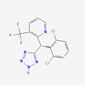 molecular formula C14H8Cl2F3N5 B2542564 2-[(S)-(2,6-dichlorophenyl)(1H-1,2,3,4-tetrazol-5-yl)methyl]-3-(trifluoromethyl)pyridine CAS No. 2085690-83-9