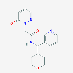 molecular formula C17H20N4O3 B2542571 2-(6-oxopyridazin-1(6H)-yl)-N-(pyridin-3-yl(tetrahydro-2H-pyran-4-yl)methyl)acetamide CAS No. 2034549-86-3