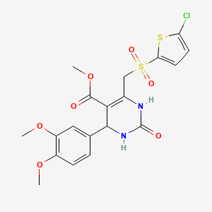 molecular formula C19H19ClN2O7S2 B2542581 Methyl 6-(((5-chlorothiophen-2-yl)sulfonyl)methyl)-4-(3,4-dimethoxyphenyl)-2-oxo-1,2,3,4-tetrahydropyrimidine-5-carboxylate CAS No. 899971-97-2