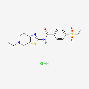 molecular formula C17H22ClN3O3S2 B2542587 盐酸N-(5-乙基-4,5,6,7-四氢噻唑并[5,4-c]吡啶-2-基)-4-(乙磺酰基)苯甲酰胺 CAS No. 1189446-57-8