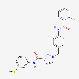 molecular formula C25H21FN4O2S B2542589 1-(4-(2-fluorobenzamido)benzyl)-N-(3-(methylthio)phenyl)-1H-imidazole-4-carboxamide CAS No. 1251690-24-0
