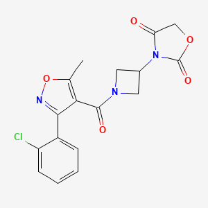 molecular formula C17H14ClN3O5 B2542601 3-(1-(3-(2-Chlorophenyl)-5-methylisoxazole-4-carbonyl)azetidin-3-yl)oxazolidine-2,4-dione CAS No. 2034236-97-8