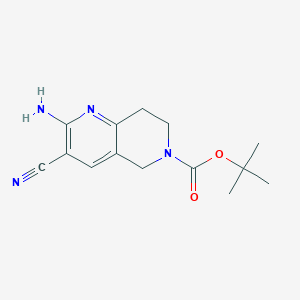 molecular formula C14H18N4O2 B2542604 叔丁基2-氨基-3-氰基-7,8-二氢-5H-1,6-萘啶-6-羧酸酯 CAS No. 2138332-12-2