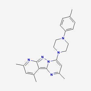 molecular formula C23H26N6 B2542608 2,8,10-Trimethyl-4-(4-(p-tolyl)piperazin-1-yl)pyrido[2',3':3,4]pyrazolo[1,5-a]pyrimidine CAS No. 896599-05-6