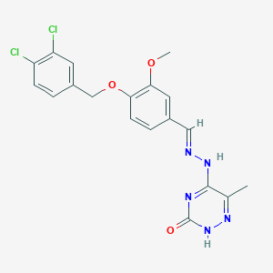 molecular formula C19H17Cl2N5O3 B254261 4-[(3,4-Dichlorobenzyl)oxy]-3-methoxybenzaldehyde (3-hydroxy-6-methyl-1,2,4-triazin-5-yl)hydrazone 