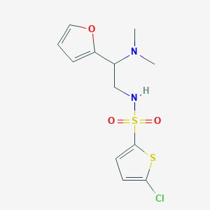 molecular formula C12H15ClN2O3S2 B2542628 5-chloro-N-(2-(dimethylamino)-2-(furan-2-yl)ethyl)thiophene-2-sulfonamide CAS No. 941977-57-7