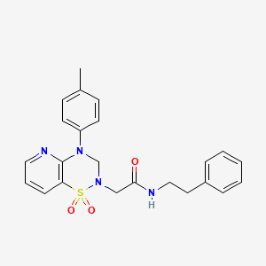 molecular formula C23H24N4O3S B2542631 2-(1,1-dioxido-4-(p-tolyl)-3,4-dihydro-2H-pyrido[2,3-e][1,2,4]thiadiazin-2-yl)-N-phenethylacetamide CAS No. 1251596-05-0