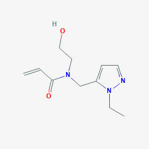 molecular formula C11H17N3O2 B2542634 N-[(1-ethyl-1H-pyrazol-5-yl)methyl]-N-(2-hydroxyethyl)prop-2-enamide CAS No. 2094732-97-3
