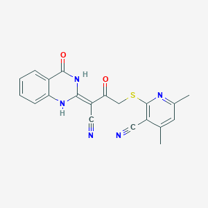 molecular formula C20H15N5O2S B254264 2-[(3Z)-3-cyano-2-oxo-3-(4-oxo-1H-quinazolin-2-ylidene)propyl]sulfanyl-4,6-dimethylpyridine-3-carbonitrile 