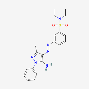 molecular formula C20H24N6O2S B2542649 (E)-N,N-diethyl-3-(2-(5-imino-3-methyl-1-phenyl-1H-pyrazol-4(5H)-ylidene)hydrazinyl)benzenesulfonamide CAS No. 326911-20-0