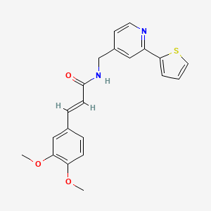 molecular formula C21H20N2O3S B2542675 (E)-3-(3,4-dimethoxyphenyl)-N-((2-(thiophen-2-yl)pyridin-4-yl)methyl)acrylamide CAS No. 2035018-77-8