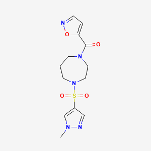 molecular formula C13H17N5O4S B2542677 isoxazol-5-yl(4-((1-methyl-1H-pyrazol-4-yl)sulfonyl)-1,4-diazepan-1-yl)methanone CAS No. 2034542-60-2