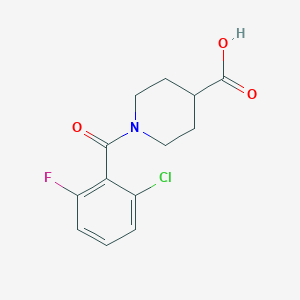 molecular formula C13H13ClFNO3 B254269 1-(2-Chloro-6-fluorobenzoyl)-4-piperidinecarboxylic acid 