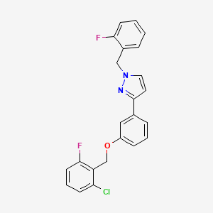 molecular formula C23H17ClF2N2O B2542690 3-{3-[(2-氯-6-氟苄基)氧基]苯基}-1-(2-氟苄基)-1H-吡唑 CAS No. 956783-86-1