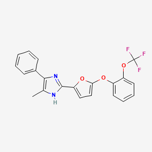 molecular formula C21H15F3N2O3 B2542720 5-甲基-4-苯基-2-[5-[2-(三氟甲氧基)苯氧基]呋喃-2-基]-1H-咪唑 CAS No. 2413900-06-6