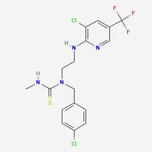 molecular formula C17H17Cl2F3N4S B2542731 N-(4-氯苄基)-N-(2-{[3-氯-5-(三氟甲基)-2-吡啶基]氨基}乙基)-N'-甲基硫脲 CAS No. 338406-48-7