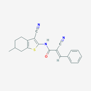molecular formula C20H17N3OS B254275 2-cyano-N-(3-cyano-6-methyl-4,5,6,7-tetrahydro-1-benzothien-2-yl)-3-phenylacrylamide 