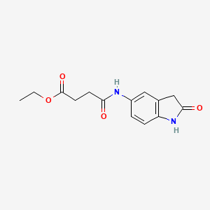molecular formula C14H16N2O4 B2542775 4-氧代-4-((2-氧代吲哚-5-基)氨基)丁酸乙酯 CAS No. 1207023-82-2