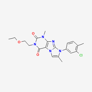 molecular formula C20H22ClN5O3 B2542789 6-(3-Chloro-4-methylphenyl)-2-(2-ethoxyethyl)-4,7-dimethylpurino[7,8-a]imidazole-1,3-dione CAS No. 878729-09-0