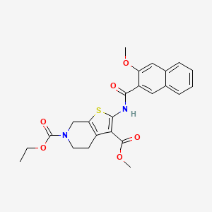 molecular formula C24H24N2O6S B2542796 6-O-ethyl 3-O-methyl 2-[(3-methoxynaphthalene-2-carbonyl)amino]-5,7-dihydro-4H-thieno[2,3-c]pyridine-3,6-dicarboxylate CAS No. 864926-35-2