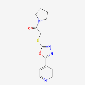 molecular formula C13H14N4O2S B2542805 2-[(5-Pyridin-4-yl-1,3,4-oxadiazol-2-yl)sulfanyl]-1-pyrrolidin-1-ylethanone CAS No. 724783-21-5