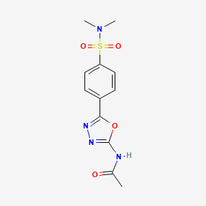 molecular formula C12H14N4O4S B2542811 N-(5-(4-(N,N-dimethylsulfamoyl)phenyl)-1,3,4-oxadiazol-2-yl)acetamide CAS No. 1172720-45-4