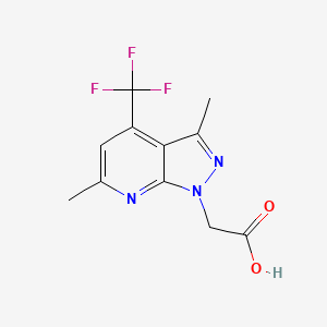 molecular formula C11H10F3N3O2 B2542815 2-(3,6-二甲基-4-(三氟甲基)-1H-吡唑并[3,4-b]吡啶-1-基)乙酸 CAS No. 866769-95-1
