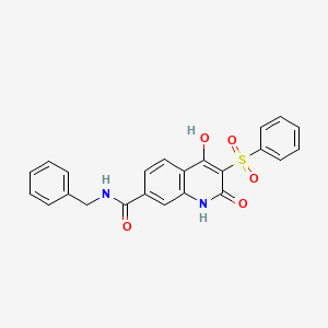 molecular formula C23H18N2O5S B2542837 N-benzyl-4-hydroxy-2-oxo-3-(phenylsulfonyl)-1,2-dihydroquinoline-7-carboxamide CAS No. 892738-00-0