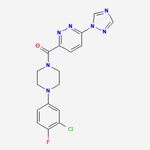 molecular formula C17H15ClFN7O B2542859 (6-(1H-1,2,4-triazol-1-yl)pyridazin-3-yl)(4-(3-chloro-4-fluorophenyl)piperazin-1-yl)methanone CAS No. 1448050-64-3