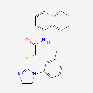 molecular formula C22H19N3OS B2542862 2-{[1-(3-甲基苯基)-1H-咪唑-2-基]硫代}-N-(萘-1-基)乙酰胺 CAS No. 851131-28-7