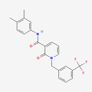 molecular formula C22H19F3N2O2 B2542863 N-(3,4-dimethylphenyl)-2-oxo-1-[3-(trifluoromethyl)benzyl]-1,2-dihydro-3-pyridinecarboxamide CAS No. 339027-82-6