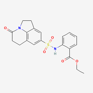 molecular formula C20H20N2O5S B2542875 2-(4-氧代-2,4,5,6-四氢-1H-吡咯并[3,2,1-ij]喹啉-8-磺酰胺基)苯甲酸乙酯 CAS No. 898436-33-4