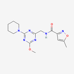 molecular formula C15H20N6O3 B2542885 N-((4-甲氧基-6-(哌啶-1-基)-1,3,5-三嗪-2-基)甲基)-5-甲基异恶唑-3-甲酰胺 CAS No. 2034540-83-3